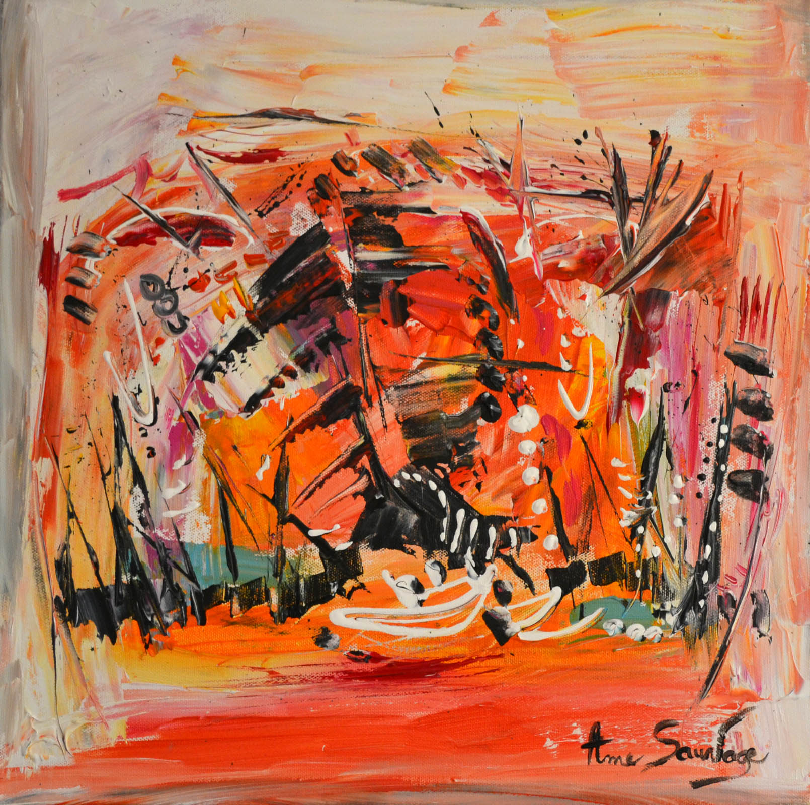 tableau abstrait orange